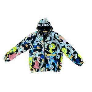 Looney Tunes Members Only Hooded Jacket With Colorful Cartoon Characters Print